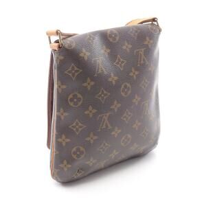 Louis Vuitton Salsa Shoulder Strap Canvas Bag Brown Musette Leather